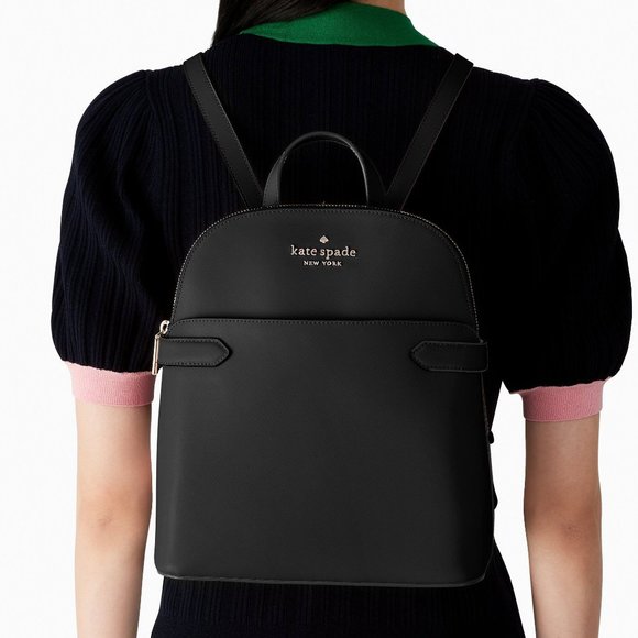New Kate Spade Staci Saffiano Leather Dome Backpack Black